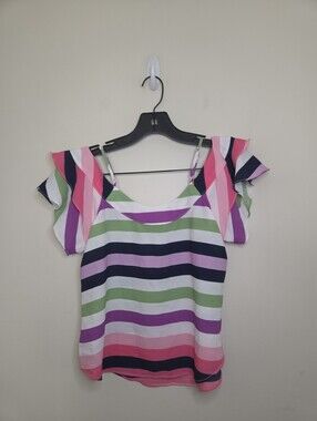 Women's 7th Avenue New York & Company Multicolor Striped Top Sz XXS Petite